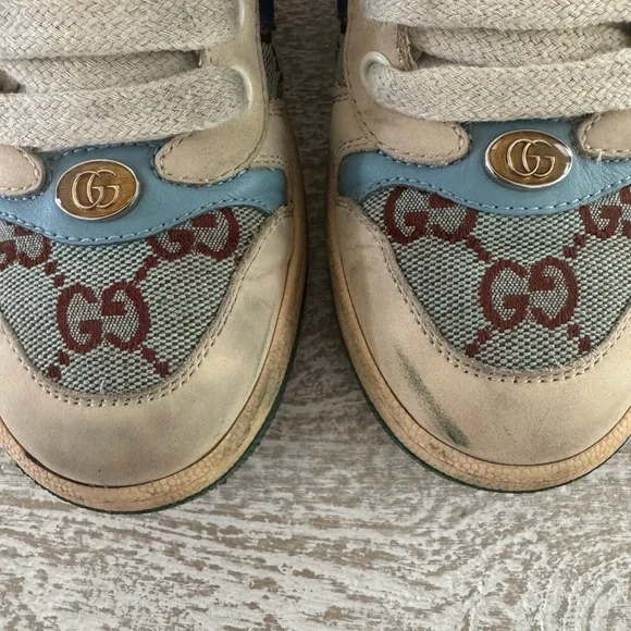 Gucci Kids Beige and Blue Sneakers